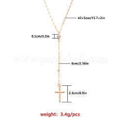 合金クリスタルラインストーンクロスペンダントYネックレス女性用  ゴールドカラー  15.75インチ（40cm）&nbsp;WGC3C95-01