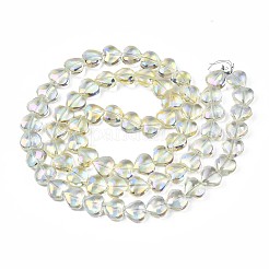 電気メッキガラスビーズセット  ABカラー  ハート  淡黄色  9~10x10x5.5mm  穴：0.8mm  約70~71個/連  25.20インチ〜26.38インチ（64~67cm）&nbsp;X-EGLA-S188-14-B02