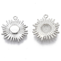 真鍮日食ペンダント  ニッケルフリー  太陽  プラチナメッキ  15.5x15x2mm  穴：1.2mm&nbsp;LS-KK-R130-009P-NF