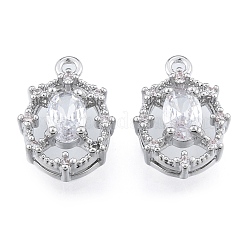 Brass Micro Pave Clear Cubic Zirconia Charms&nbsp;KK-N216-562P