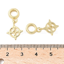 菱形ラックメッキ真鍮チャーム  カドミウムフリー＆鉛フリー  長持ちメッキ  18KGP本金メッキ  14x12.5x2mm  穴：4.5mm&nbsp;KK-G513-01G-1