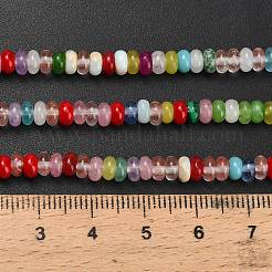 天然石ホワイトジェイドビーズ連売り  染め  ロンデル  ミックスカラー  4x1.5mm  穴：0.7mm  約155個/連  14.96''（38センチメートル）&nbsp;G-L635-A02-4x2mm-03