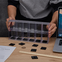 2-Tier 12-Slot Transparent Acrylic Mini Building Block Presentation Boxes without Lids&nbsp;ODIS-WH0030-145
