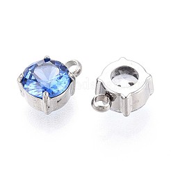 ガラスチャーム  フラットラウンド  304ステンレス鋼  多面カット  ミックスカラー  8.5x6x4mm  穴：1.6mm&nbsp;STAS-T065-31P