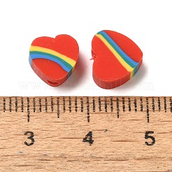 ポリマークレイビーズ  ハート  レッド  8.5x9x4mm  穴：2mm&nbsp;CLAY-Z003-03A