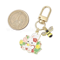 Rabbit Bees Alloy Enamel Pendant Decorations&nbsp;HJEW-JM02701-01