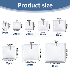 150Pcs 8 Styles Transparent Glass Square Cabochons&nbsp;GGLA-FH0001-04