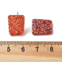 アクリルイヤリング金具  台形  304ステンレススチールピンとパイルレット付き  レッド  14.5x12x2mm  穴：1.6mm&nbsp;OACR-I016-13B