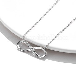 8-Shaped Rhodium Plated 925 Sterling Silver Cubic Zirconia Pendant Necklaces for Women&nbsp;NJEW-BB72241