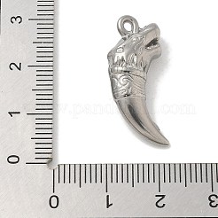 変色防止304ステンレススチールペンダント  狼の歯のチャーム  ステンレス鋼色  27x14.5x6.5mm  穴：1x2mm&nbsp;STAS-Q334-37P