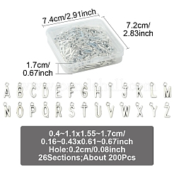 チベット風アロイペンダント200個  文字a~zのチャーム  アンティークシルバー  15.5~17x4.5~11x2mm  穴：2mm&nbsp;TIBE-FS0003-23