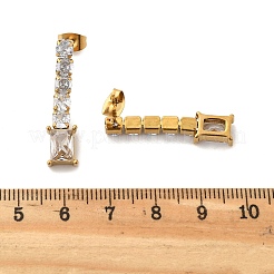 304ステンレススチール製クリアキュービックジルコニアタッセルスタッドピアス  18KGP本金メッキ  長方形  29x7mm&nbsp;EJEW-Z094-01F-G