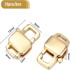 真鍮カニカン  長方形  18KGP本金メッキ  12x8x3mm  穴：3x1mm  内径：4x3mm  10個/箱&nbsp;KK-BC0004-71