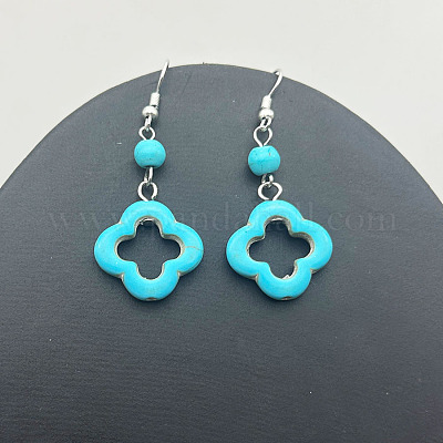 Synthetic Turquoise & Alloy Dangle Earrings&nbsp;WG2299-16-1