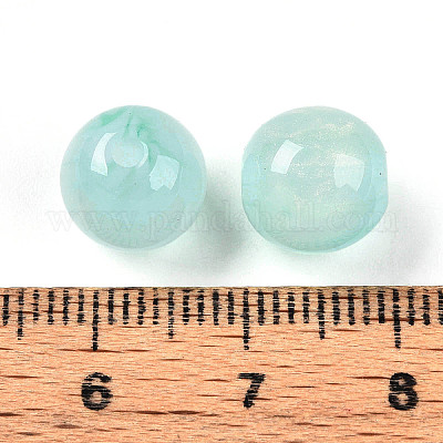樹脂ビーズ  ラウンド  ツートン  アクアマリン  10mm  穴：2mm&nbsp;RESI-YW0004-28B-02-1
