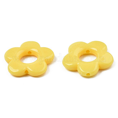 不透明なアクリルビーズフレーム  花  きいろ  19x20x3.5mm  穴：1.6mm  内径：6.5mm  約632個/500g&nbsp;SACR-TAC0004-01A-1