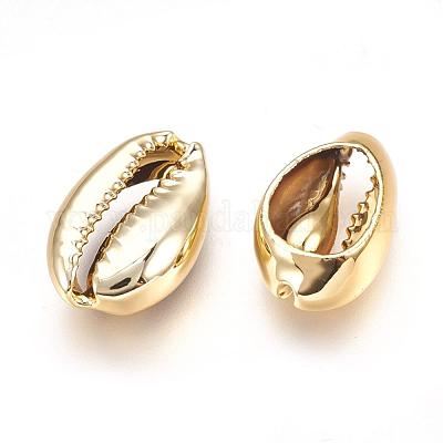電気めっきされたシェルビーズ  カウリのシェル  ゴールドカラー  15~20x10~12x5~6mm  穴：12~14x2~3mm&nbsp;BSHE-O017-13G-1