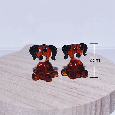 ランプワークビーズ  犬  ブラウン  20mm  穴：2mm&nbsp;PW-WG84549-03-1