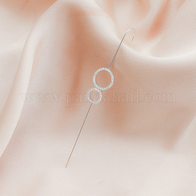 真鍮ラインストーンのカフスイヤリング  プラチナ  リング  8mm&nbsp;WGB6093-19-1