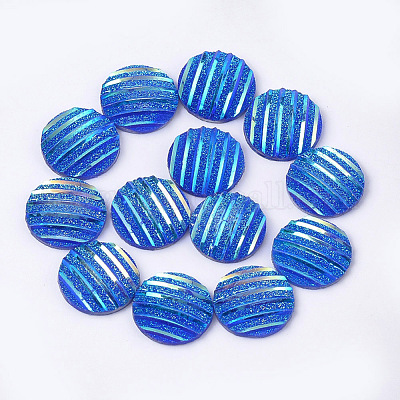 樹脂カボション  フラットラウンド  ブルー  12x3~3.5mm&nbsp;CRES-T012-05H-1