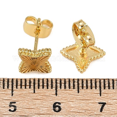 真鍮製スタンドピアス  ラックめっき  長持ちメッキ  カドミウムフリー＆鉛フリー  18KGP本金メッキ  混合図形  7.5~12.5x10~11mm&nbsp;EJEW-C152-06-G-1