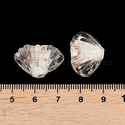 手作りランプワークビーズ  シェル形状  透明  16~17x22.5~23x9.5mm  穴：1.6mm&nbsp;LAMP-K047-02B-1