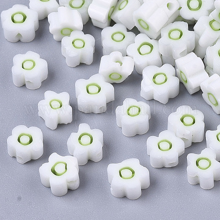 ガラスビーズ  花  薄緑  4~6x4~6x2.5~3mm  穴：1mm&nbsp;LS-X1-GLAA-T019-01-C01-1