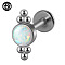 G23 Titanium Threadless Labrets, with Imitation Opal, Stainless Steel Color, Flat Round, 6mm, Pin: 1.2mm