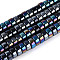 AB Color Plated Opaque Glass Beads Strands, Flat Round, Black, 6~6.5x3mm, Hole: 1~1.2mm, about 111~119pcs/strand, 14.17~15.16''(36~38.5cm)