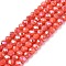 Electroplate Glass Beads Strands, Opaque Solid Color, AB Color Plated, Faceted, Rondelle, Tomato, 3.5~3.8x3mm, Hole: 0.4mm, about 105~110pcs/strand, 29~31cm