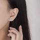 真鍮製スタンドピアス  雲  ブルー  プラチナ  10x10x1.2mm  ピン：0.7mm&nbsp;LS-EJEW-BB61328-A-3