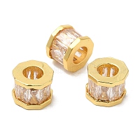 Rack Plating Brass Cubic Zirconia European Beads&nbsp;KK-R147-02G
