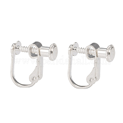 Brass Screw On Clip-on Earring Findings, Spiral Ear Clip, For Non-Pierced Ears, Silver Color Plated, 13~15x13x5mm