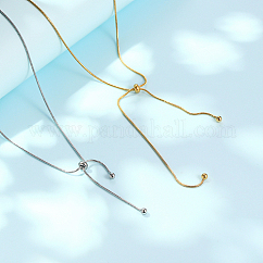 304 Stainless Steel Snake Chains Lariat Necklaces, Golden, 25.20 inch(64cm)