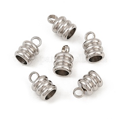 変色しにくい201ステンレススチールコードエンド  エンドキャップ  ステンレス鋼色  9x6mm  穴：2mm  内径：4mm