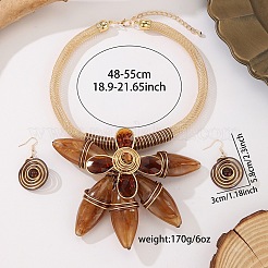Aluminum & Resin Flower Statement Jewelry Set&nbsp;WGDD658-02