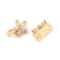 Brass Micro Pave Clear Cubic Zirconia Slide Charms&nbsp;KK-P239-15G