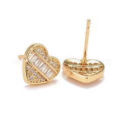Clear Cubic Zirconia Heart Stud Earrings&nbsp;EJEW-G288-29G