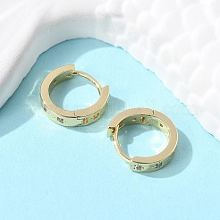 クリアキュービックジルコニアスターフープピアス  女性のための長持ちするメッキ真鍮ヒンジ付きイヤリング  カドミウムフリー＆鉛フリー  18KGP本金メッキ  10.5x11x2.5mm  ピン：1mm&nbsp;EJEW-K093-22G