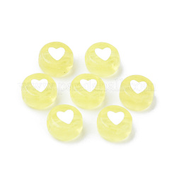 透明なアクリルビーズ  白いハートのフラットラウンド  ミックスカラー  7x3.5mm  穴：1.8mm  約3700個/500g&nbsp;TACR-S150-05A-M