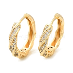 Twist Brass Clear Cubic Zirconia Hoop Earrings&nbsp;EJEW-Q016-19G