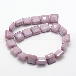 パール光沢メッキガラスビーズ連売り  多面カット正方形  ミックスカラー  13x13x7mm  穴：1mm  約22個/連  11インチ&nbsp;EGLA-J110-M