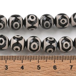 チベット風ジービーズ連売り  天然染めの瑪瑙ビーズ  ラウンド  ブラック  片目  4mm  穴：10mm  約1個/連  38（14.96''センチメートル）&nbsp;GG-CBA3DA1-06