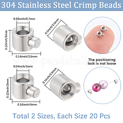 40Pcs 2 Style 304 Stainless Steel Crimp Beads&nbsp;STAS-BBC0007-53