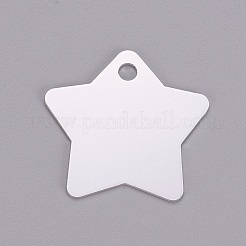 アルミ製ペンダント  空白タグのスタンプ  スター  銀  35x36x1mm  穴：4mm&nbsp;ALUM-TAC0001-01A-01