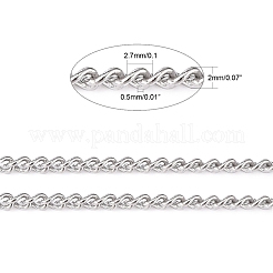 変色しない3.28フィート304ステンレススチールカーブチェーン  溶接されていない  ステンレス鋼色  2.7x2x0.5mm&nbsp;X-CHS-R008-04