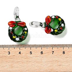 クリスマスシリーズ 手作りランプワークペンダント  鐘  31~33x17~18x9~10mm  穴：5~5.5mm&nbsp;LAMP-S198-01A