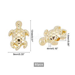 ラックメッキ合金ビーズ80個  カドミウムフリー＆鉛フリー  カメ  ライトゴールド  13x9x4mm  穴：1.6mm&nbsp;FIND-PH0002-73-RS