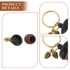 4Pcs Wood & Alloy Keychain&nbsp;KEYC-CA00005