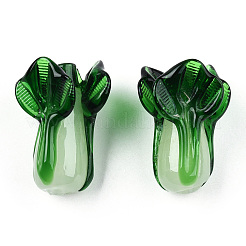 手作りランプワークビーズ  白菜  グリーン  35.5~38.5x25.5~29mm  穴：3.5mm.&nbsp;LAMP-L075-092E-A01